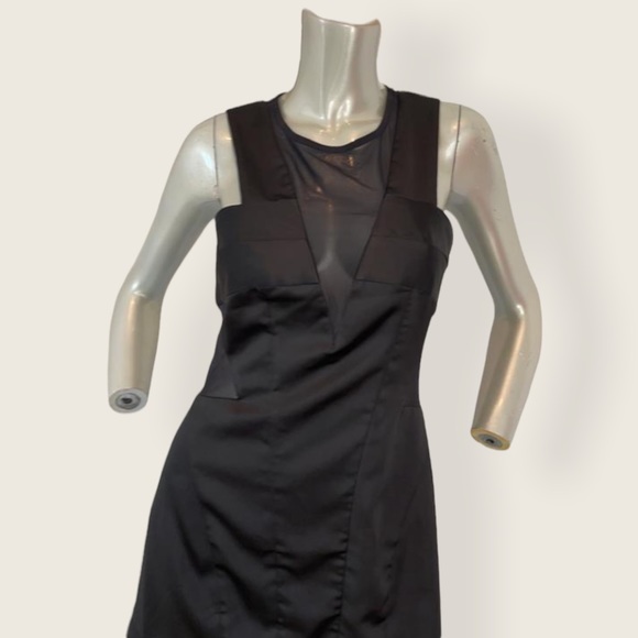 All Saints Black Mesh Cutout Mini Sleeveless Dress - Picture 3 of 16